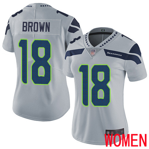 Seattle Seahawks Limited Grey Women Jaron Brown Alternate Jersey NFL Football #18 Vapor Untouchable->youth nfl jersey->Youth Jersey